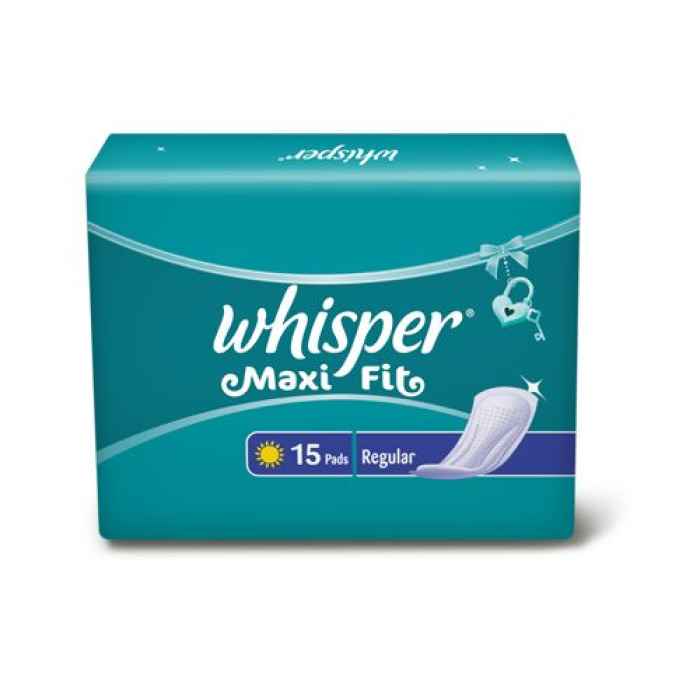 whisper maxi fit regular 15 pads